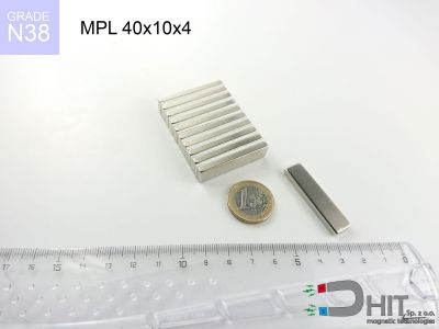 mpl 40x10x4 n38 - magnes płytkowy mpl 40x10x4 n38 - magnes płytkowy